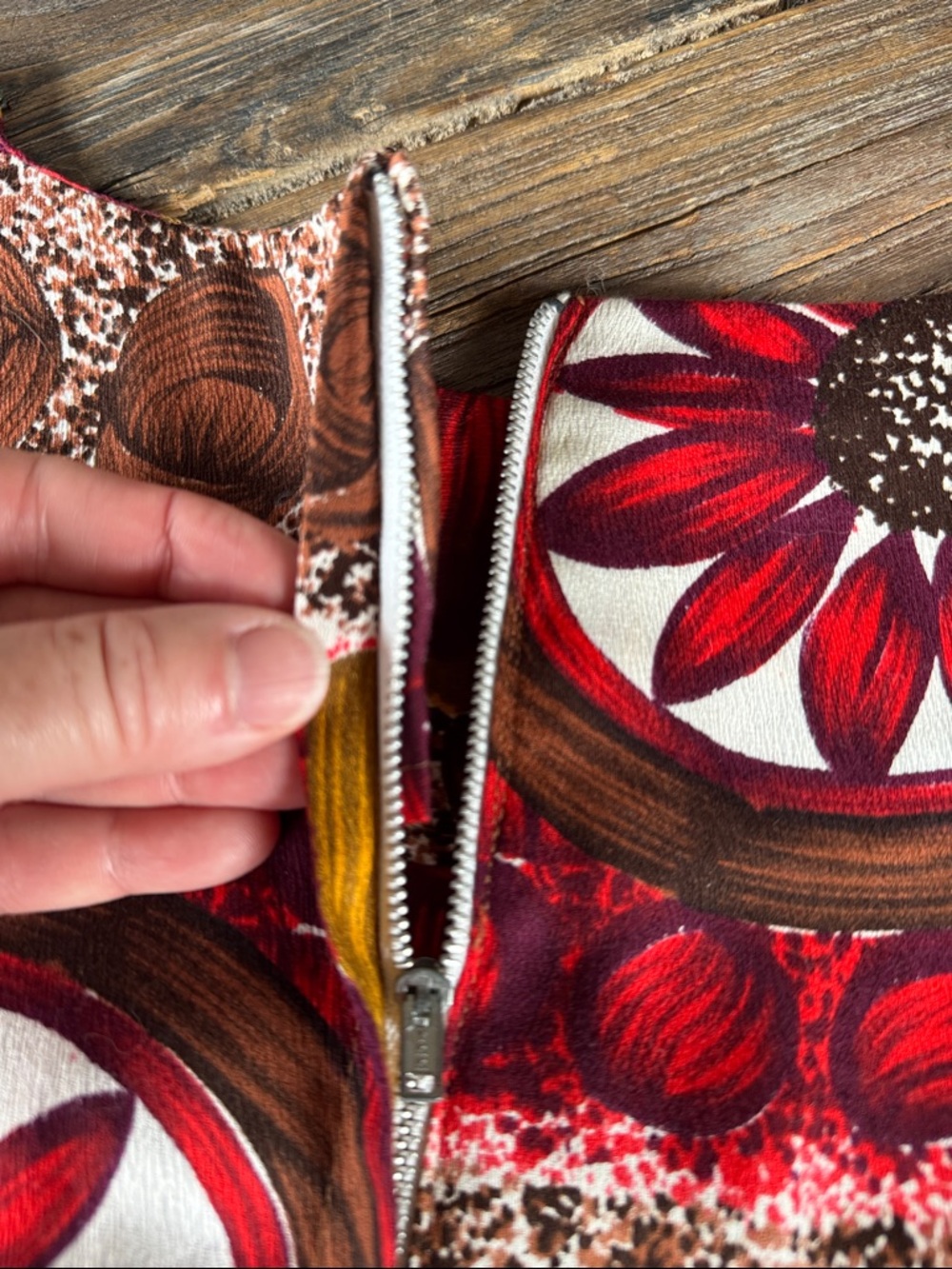 Aloha Designs 1950’s/60’s vintage Hawaiian midi dress barkcloth metal zip small - Picture 7 of 8